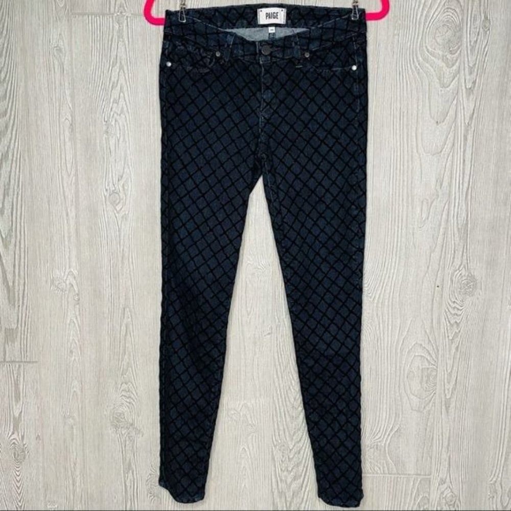 Paige ultra skinny vertigo jeans with raise pattern detail blue size 28